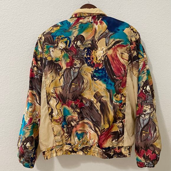 Vintage 80s Braetan Abstract Print Windbreaker Jacket Nylon Unisex M Oversized - Picture 2 of 12